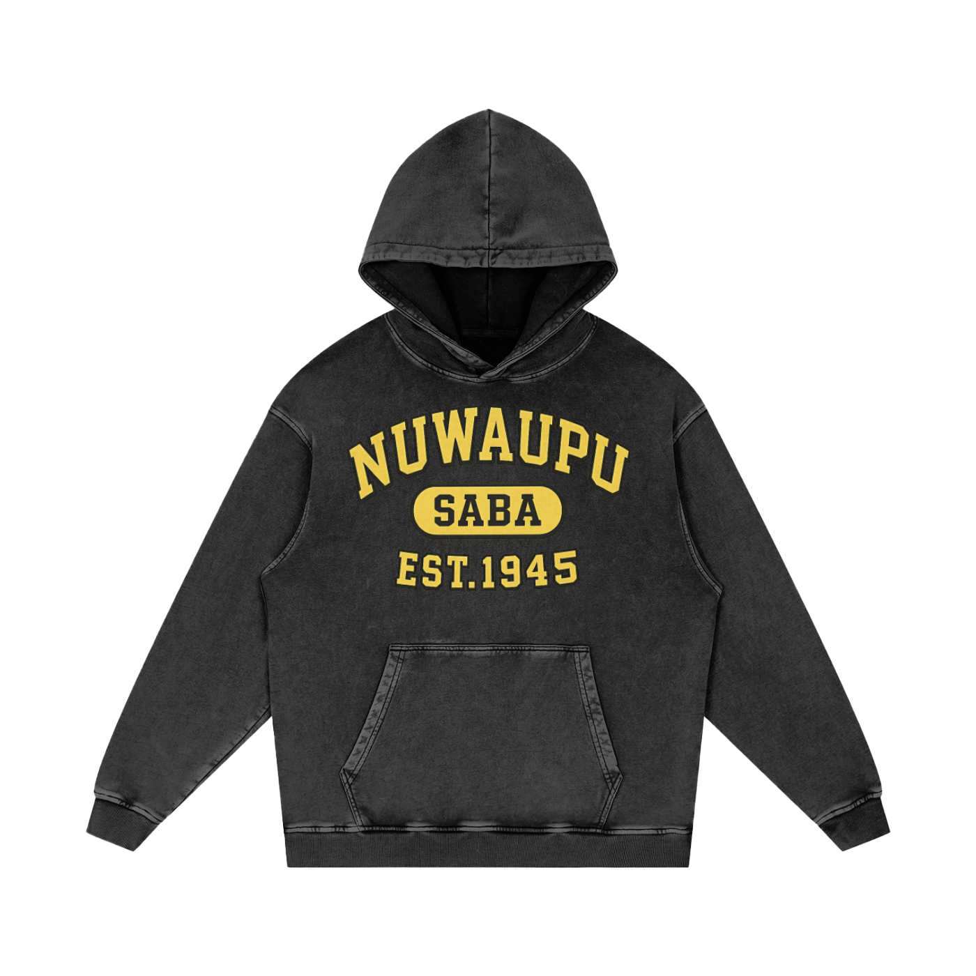 Black and gold NUWAUPU SABA 1945 heavyweight hoodie